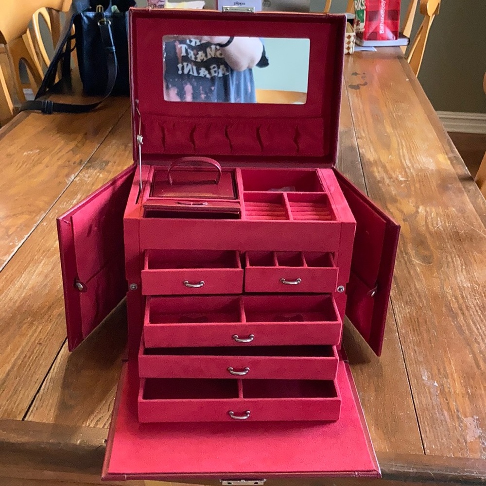 Mignon Faget Red Leather Jewelry Box